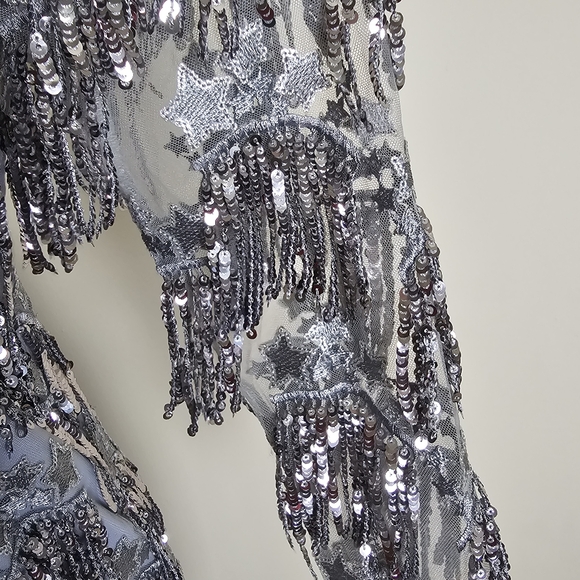 For Love & Lemons - Etoile Sequin Fringe Dress, SZ Meduim - Picture 8 of 16